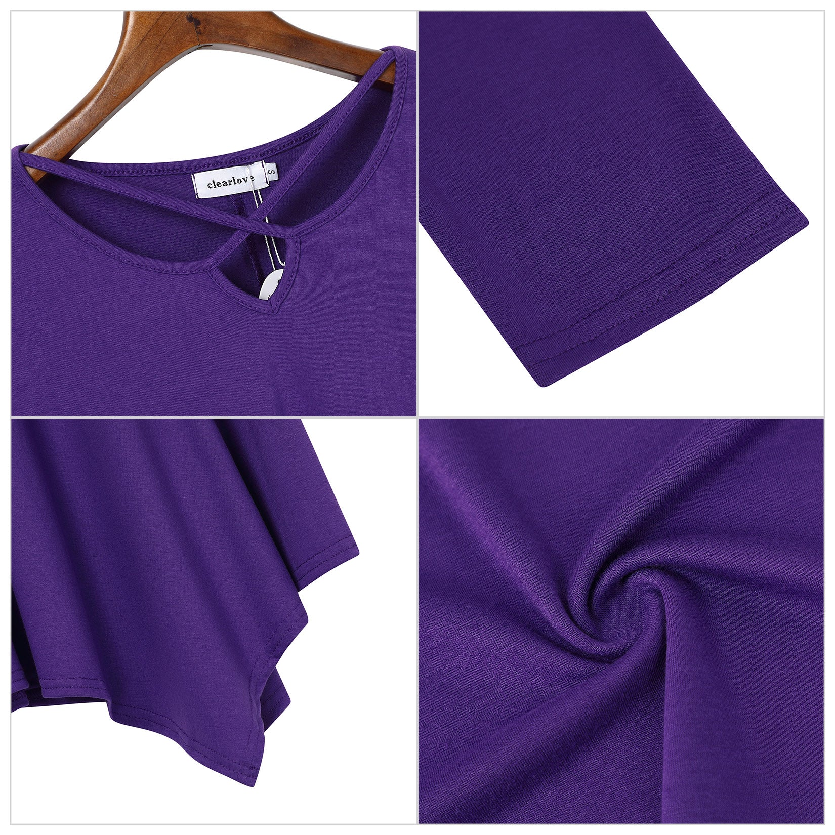 Women's Short Sleeve Tunics Swing Tops Summer Casual V Neck Blouses Loose Basic T-Shirts