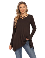 Women's Short Sleeve Tunics Swing Tops Summer Casual V Neck Blouses Loose Basic T-Shirts