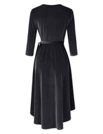 YESFASHION Women's Velvet V-Neck Long Sleeve Casual Party Dress