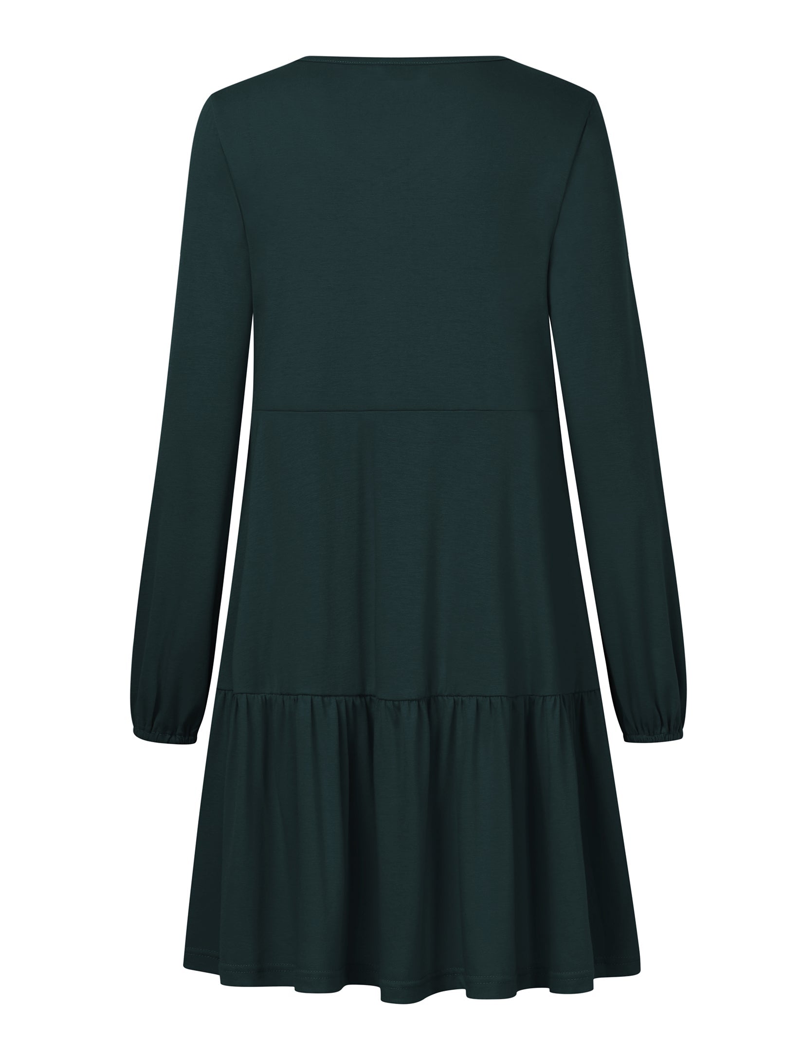 YESFASHION Women's V Neck Layered Dress Long Sleeve Dress Green