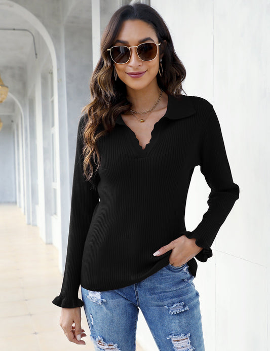 YESFASHION Women's Off Shoulder Top Long Sleeve T-Shirt Black