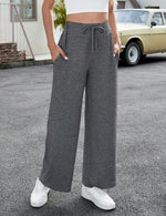 YESFASHION Women's Yoga Pants with Pockets Drawstring Pants Grey