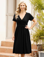 YESFASHION Women's V-neck Casual Dress Purple