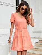 YESFASHION Women's Ruffled Mini Dress