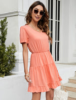 YESFASHION Women's Ruffled Mini Dress