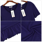 YESFASHION Women's Ruffled Mini Dress Navy Blue