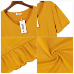 YESFASHION Women's Ruffled Mini Dress Yellow