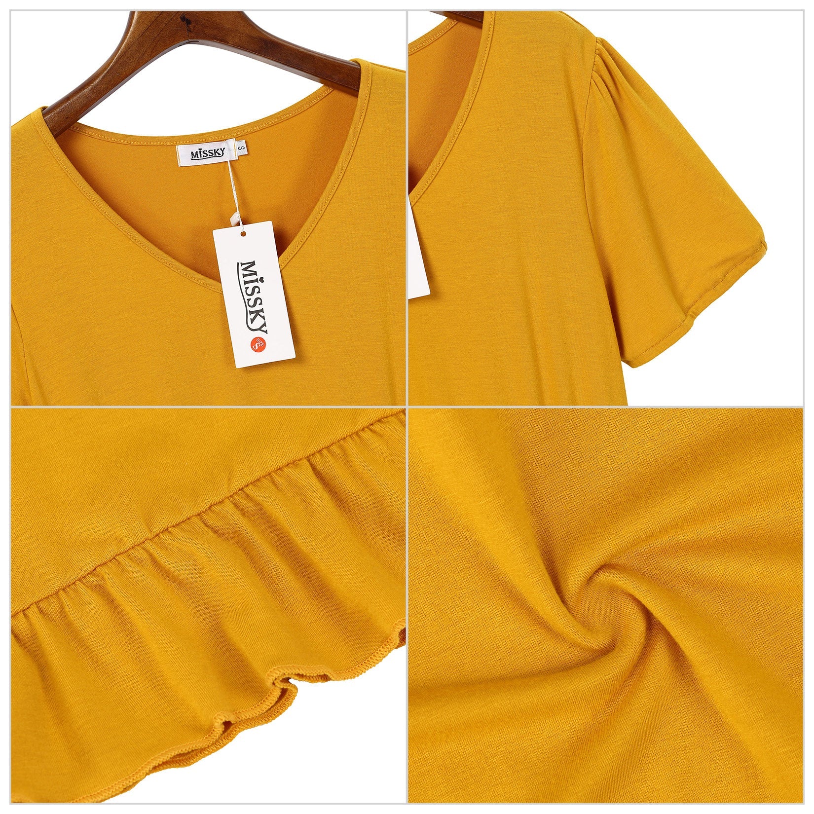 YESFASHION Women's Ruffled Mini Dress Yellow