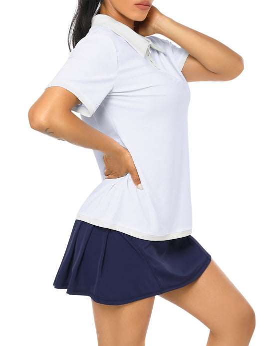 YESFASHION Polo Shirts for Women Golf Tops White