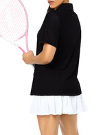 YESFASHION Polo Shirts for Women Golf Tops Black