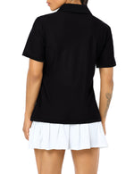 YESFASHION Polo Shirts for Women Golf Tops Black