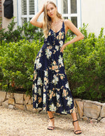 YESFASHION WOMEN Button Loose Waist Tight Waist Long Skirt Dress