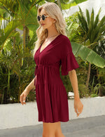 YESFASHION Women's Flowy Babydoll Casual Bell Sleeve Dress