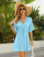 YESFASHION Women's Flowy Babydoll Casual Bell Sleeve Dress