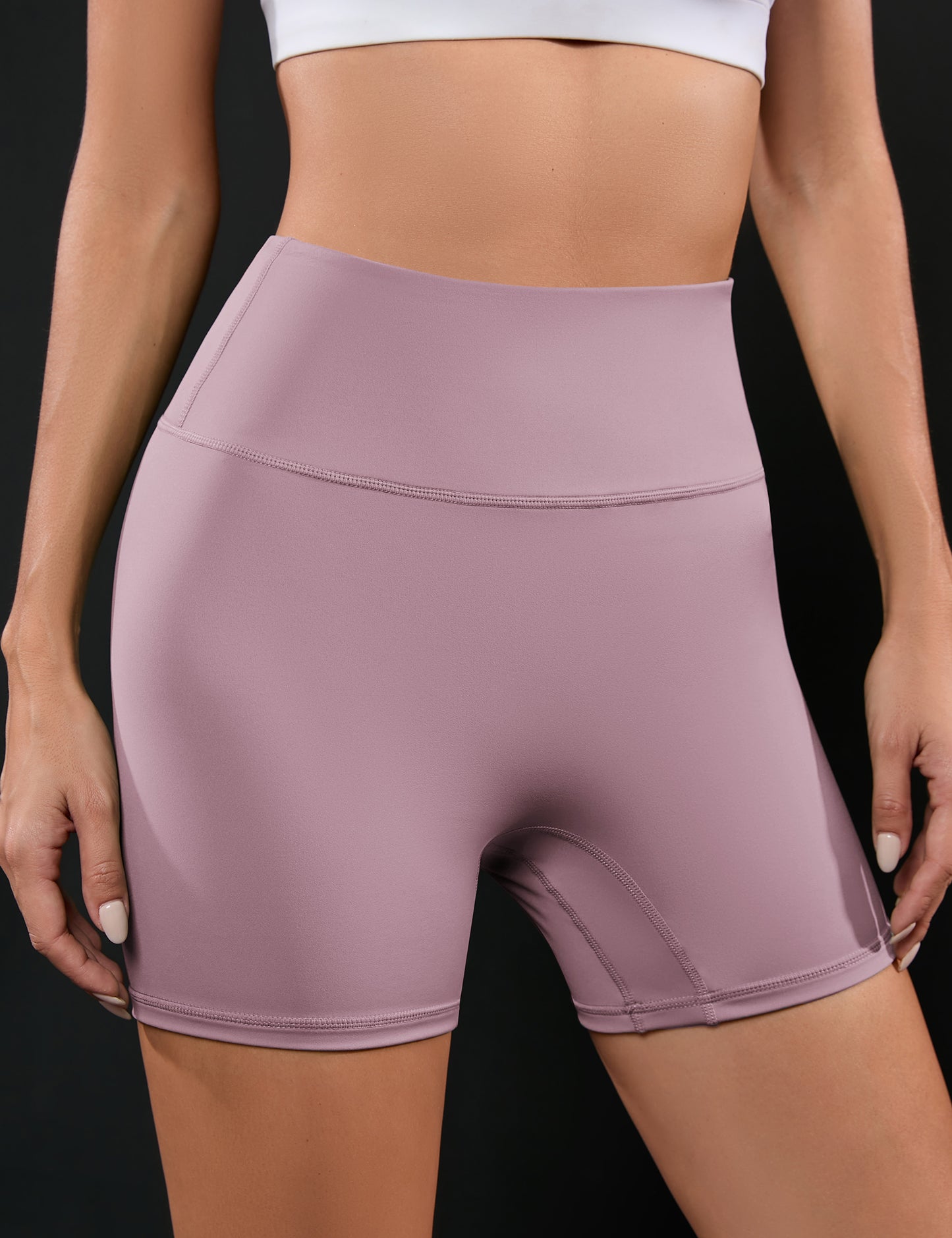 YESFASHION Women's Ruched Hip Lifting Tummy Yoga Shorts Purple
