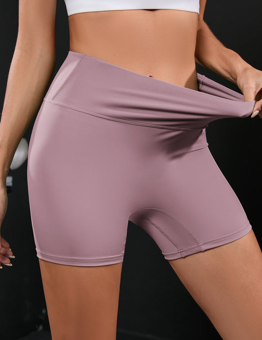 YESFASHION Women's Ruched Hip Lifting Tummy Yoga Shorts Purple
