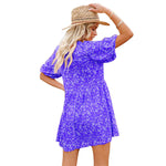 YESFASHION Floral Lantern Sleeves Casual Women Dress