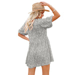 YESFASHION Floral Lantern Sleeves Casual Women Dress