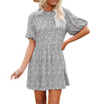 YESFASHION Floral Lantern Sleeves Casual Women Dress