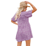 YESFASHION Floral Lantern Sleeves Casual Women Dress