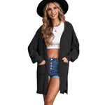 YESFASHION Pocket Hooded Long Sleeve Cardigan Women Sweaters