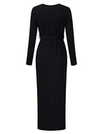 Maternity Dress Women's Casual Round Neck Front Slit High Low Maxi Dress with Belt