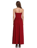 Women Strapless Maxi Boho Vintage Summer Beach Floral Print Hawaiian Party Long Dress