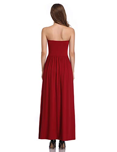 Women Strapless Maxi Boho Vintage Summer Beach Floral Print Hawaiian Party Long Dress