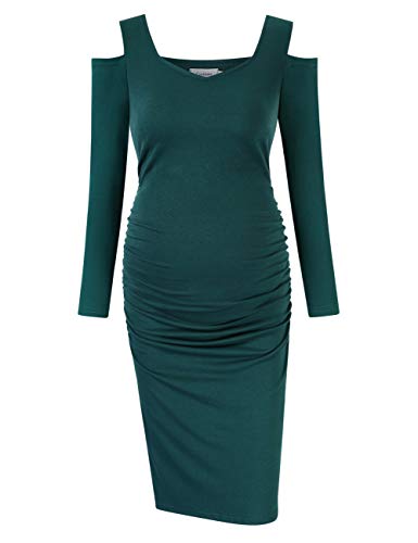 Maternity Dress Women's Casual V Neck Long Sleeve Solid Color Ruched Knee-Length Maternity Dresses