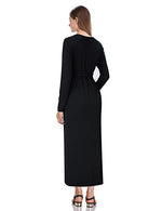 Maternity Dress Women's Casual Round Neck Front Slit High Low Maxi Dress with Belt