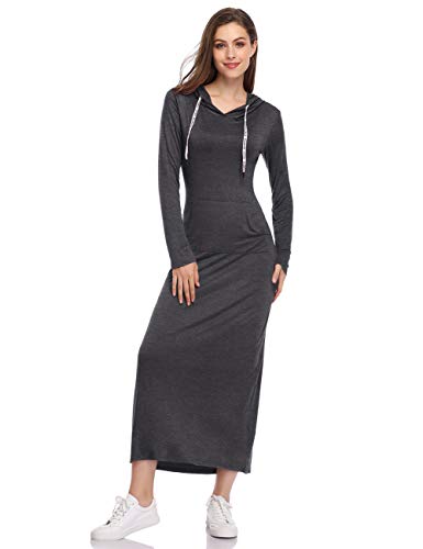 YESFASHION Women Pullover Pocket Slim Sweatshirt Casual Hoodie Dress