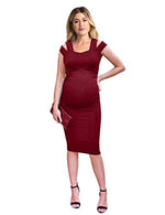Maternity Dress Women's Casual V Neck Sleeveless Solid Color Ruched Knee-Length Maternity Dresses