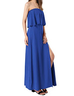 Women Strapless Casual Formal Event Slit Maxi Dress