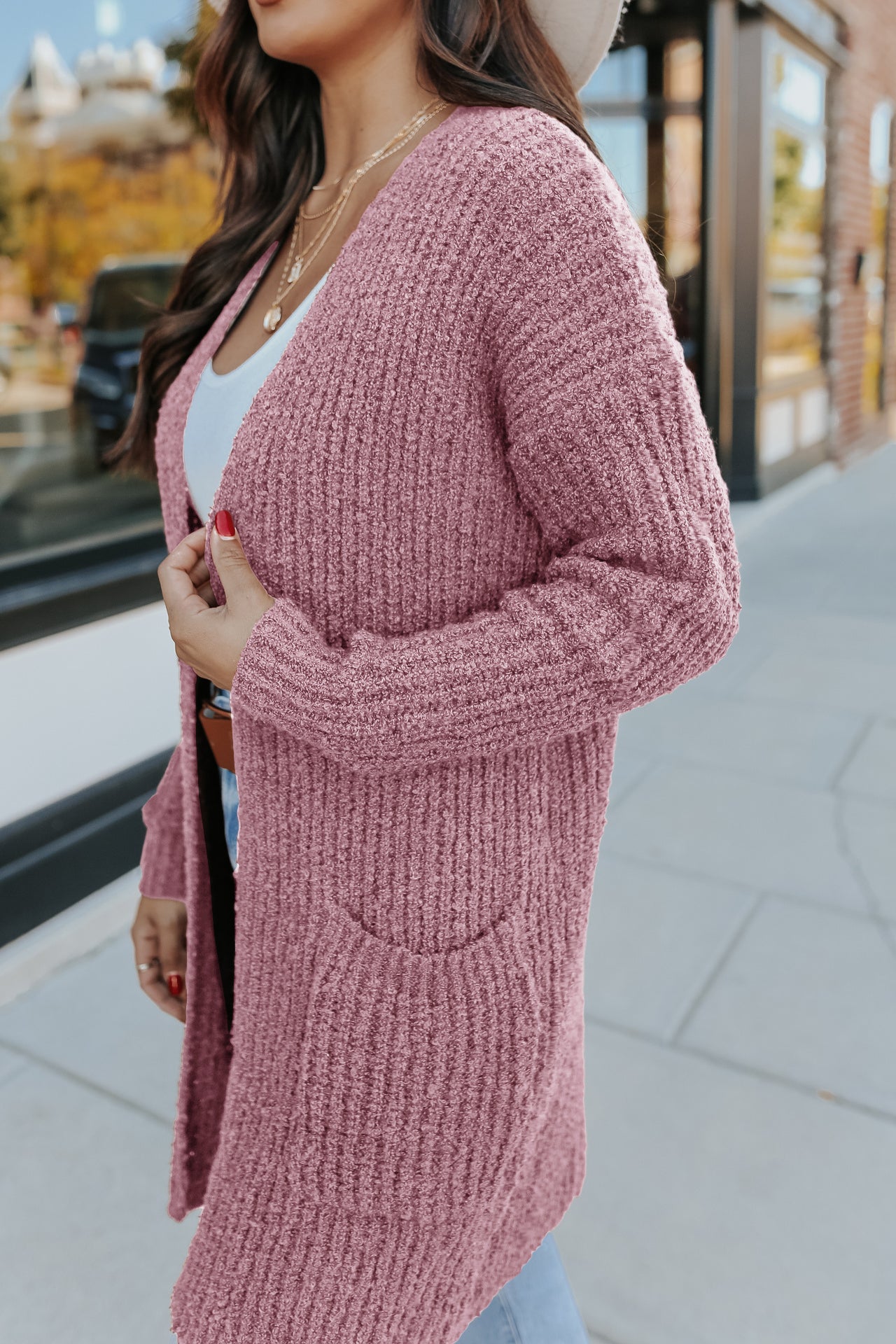 Women's Long Sleeve Cardigan Knit Jacket with Pockets