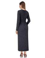 Maternity Dress Women's Casual Round Neck Front Slit High Low Maxi Dress with Belt