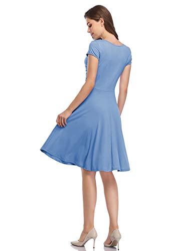 Women's Short Sleeve V Neck Knee Length Swing Summer Dress