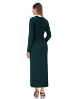 Maternity Dress Women's Casual Round Neck Front Slit High Low Maxi Dress with Belt