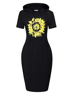 Women's Casual Short Sleeve Sweatshirt Print Pocket Pullover Hoodie Dress