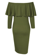 Women's Maternity Dress 3/4 Sleeve Off Shoulder Casual Maxi Dress