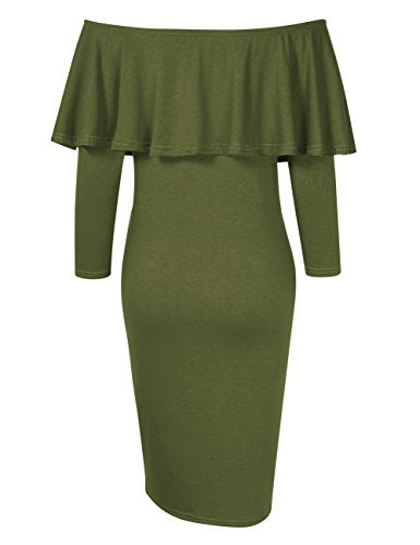Women's Maternity Dress 3/4 Sleeve Off Shoulder Casual Maxi Dress