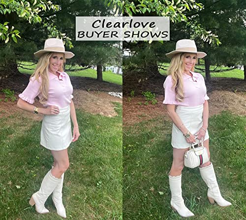 YESFASHION Womens Short Sleeve Polo Sweaters Ruffle Knit Tops