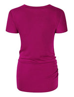 Maternity Shirt Side Button and Ruched Maternity Tunic Tops Maternity Short Sleeve T-Shirts