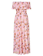 Maternity Dress Women's Off Shoulder Floral Print Casual Maxi Boho Dress