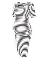 Maternity Dress Ruched Round Neck Maternity Dresses