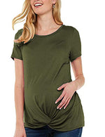 Maternity Shirt Women's Casual Short Sleeve Twist Knot Tunics Tops Blouses