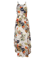 Women Strapless Maxi Boho Vintage Summer Beach Floral Print Hawaiian Party Long Dress