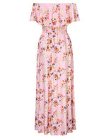 Maternity Dress Women's Off Shoulder Floral Print Casual Maxi Boho Dress