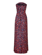 Women Strapless Maxi Boho Vintage Summer Beach Floral Print Hawaiian Party Long Dress