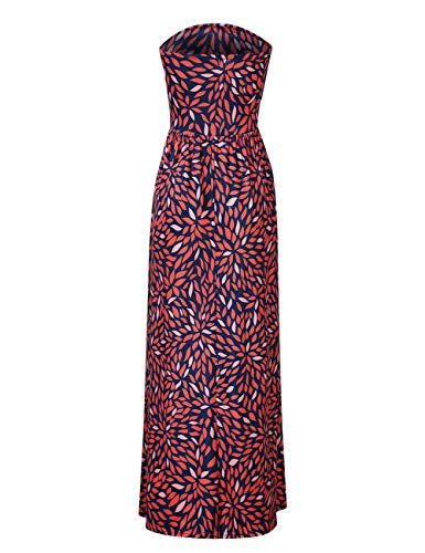 Women Strapless Maxi Boho Vintage Summer Beach Floral Print Hawaiian Party Long Dress