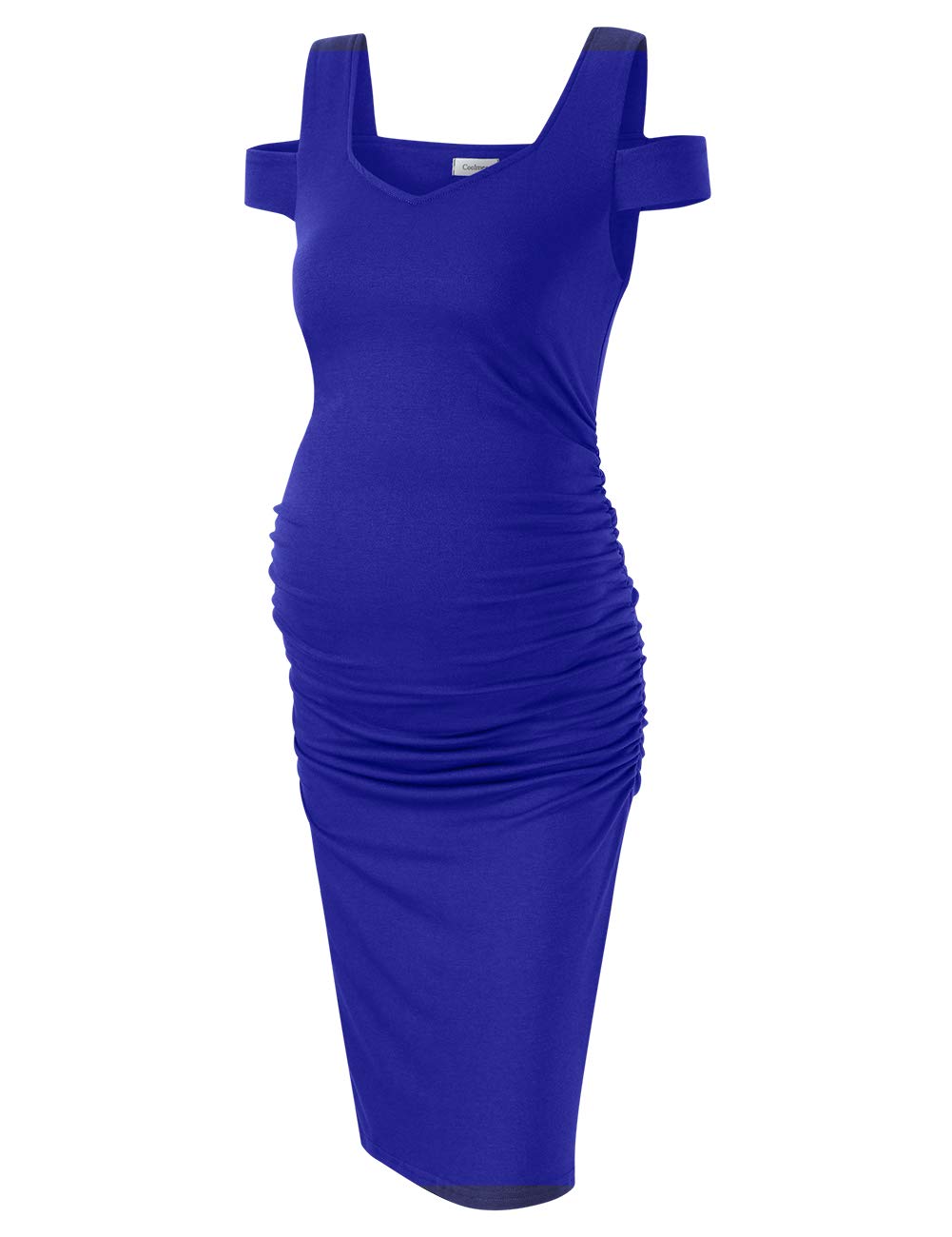 Maternity Dress Women's Casual V Neck Sleeveless Solid Color Ruched Knee-Length Maternity Dresses